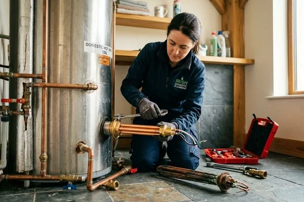 Immersion heater element replacement on a stainless steel cylinder