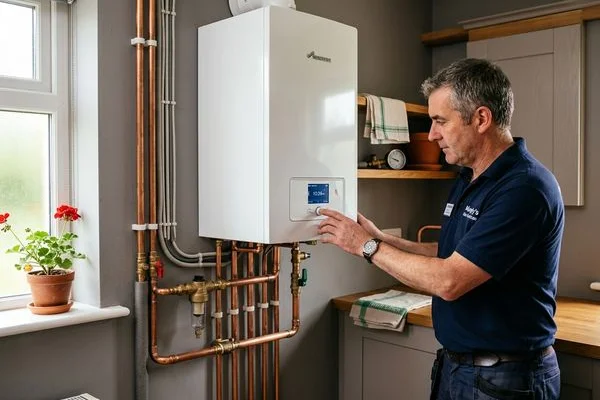 New condensing gas boiler wall-mounted installation with digital controls
