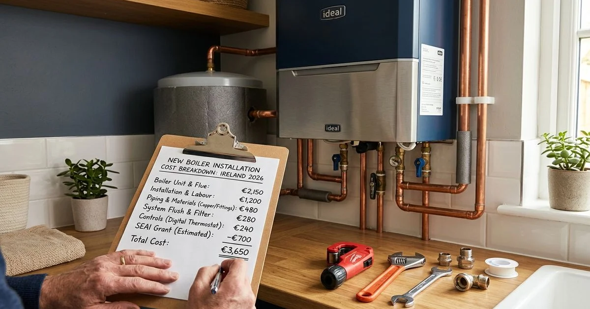 New boiler installation cost breakdown in Ireland for 2026 with installation tools